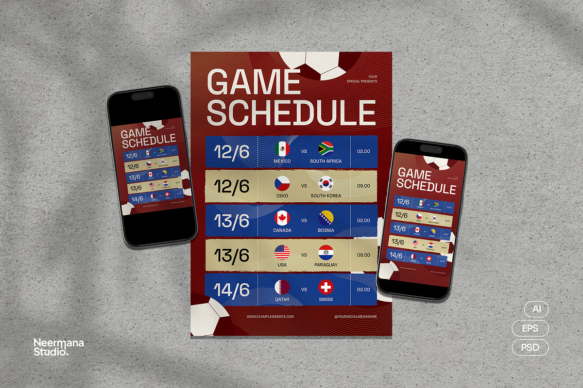 World Cup Match Schedule Flyer, a Flyer Template by Neermana (Photo 1 of 4)