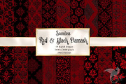 Red and Black Damask Digital Paper, a Texture Graphic by Digital Curio (Thumbnail 1 of 7)