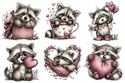 Valentine's Whimsical Raccoon Clipar, an Illustration by Daily.Designs (Thumbnail 5 of 8)