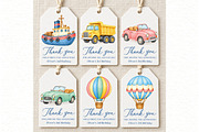 Watercolor Transportation Clipart, a Transportation Illustration by Villa 11 Estudio (Thumbnail 7 of 8)