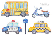Cars watercolor transport set, an Education Illustration by Vivitta (Thumbnail 3 of 8)