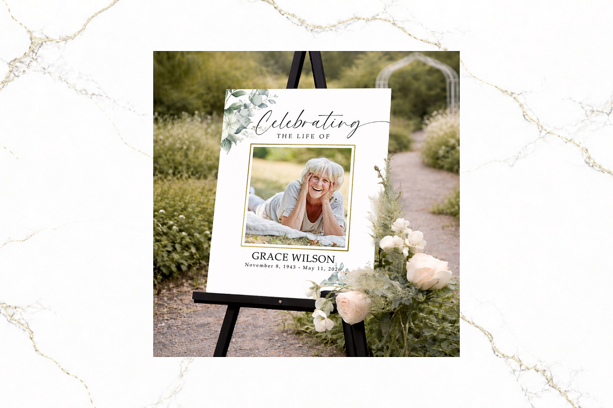 Funeral Welcome Sign Canva FR007, a Poster Template by TyphoonStudio (Photo 3 of 8)