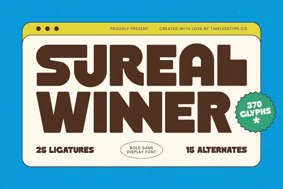 Sureal Winner Bold Display Font, a Serif Font by timelesstype.co (Photo 1 of 20)