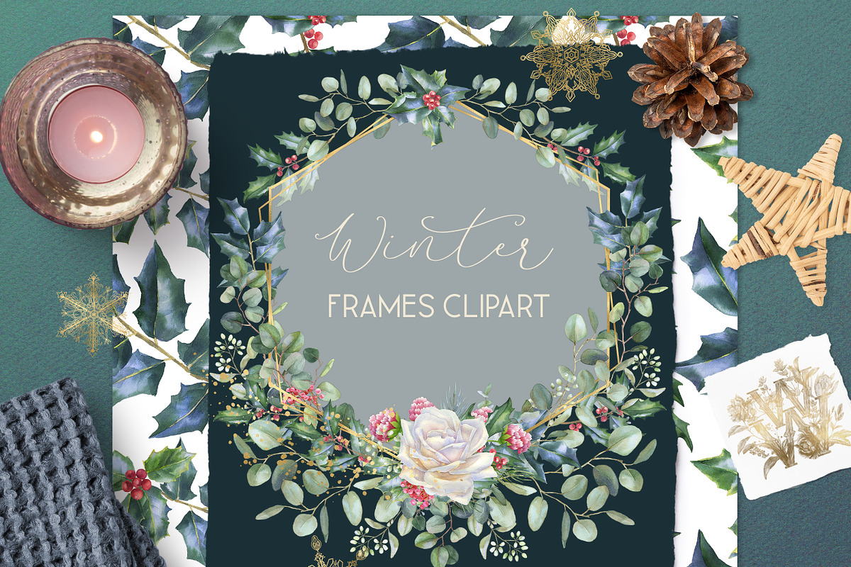 Watercolor floral Christmas pack, a Decorative Illustration by WonderWonder (Photo 13 of 20)