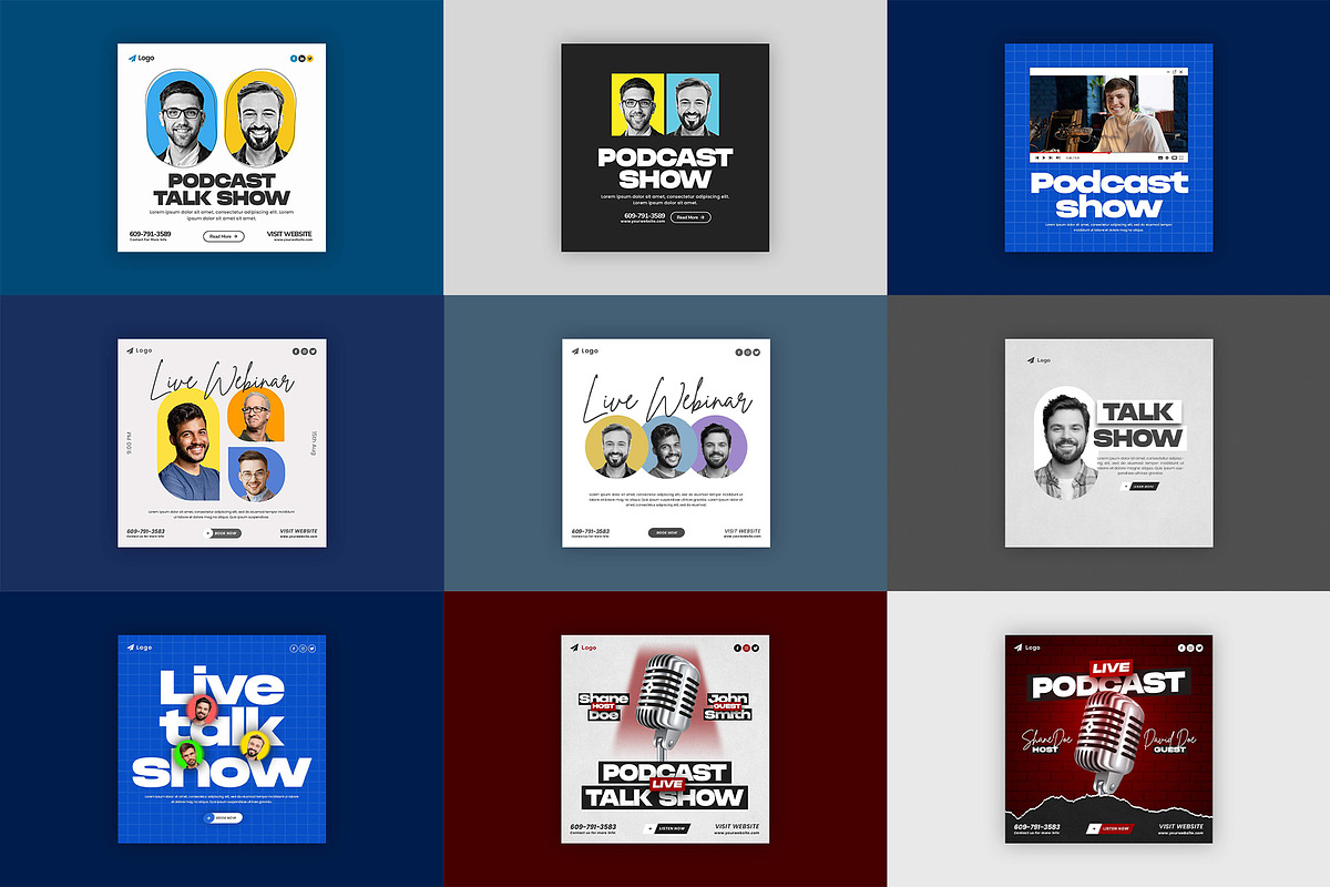 Podcast Social Media Post Bundle, a Social Media Template by Saman Osama (Photo 2 of 12)