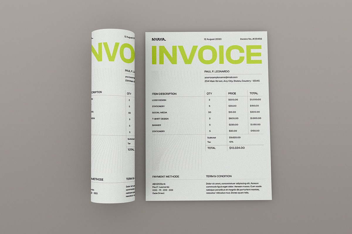 White Minimal Invoice, a Stationery Template by Neermana (Photo 3 of 4)