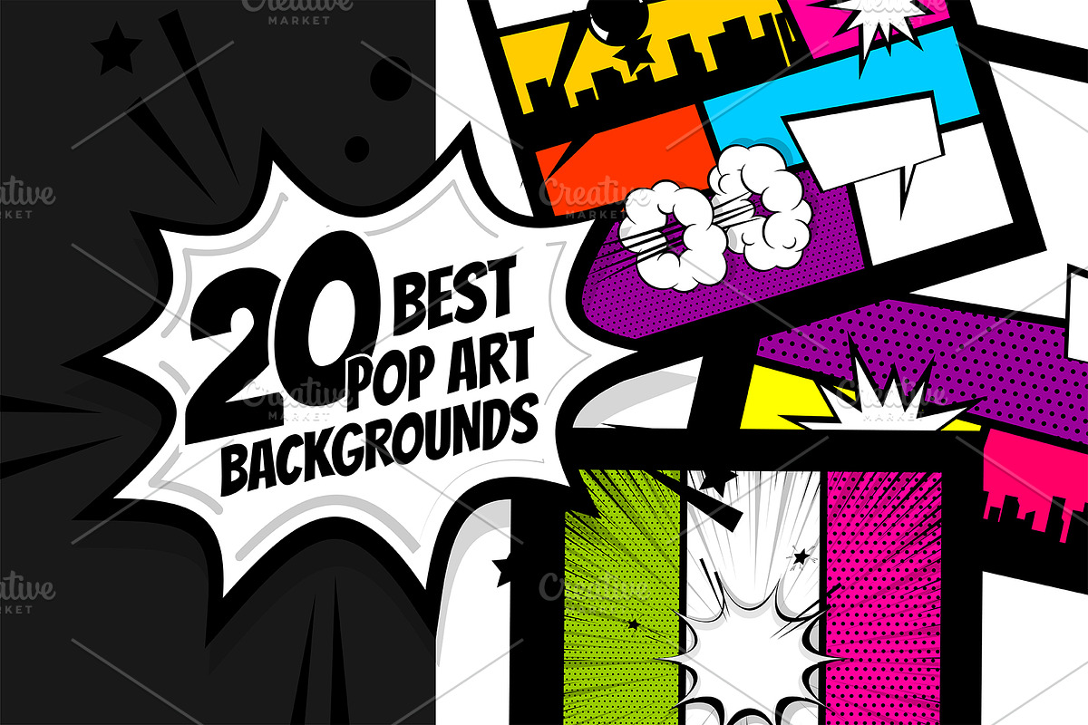 20 SET Comic Book Pop art background, an Illustration by Kapitosh (Photo 1 of 3)
