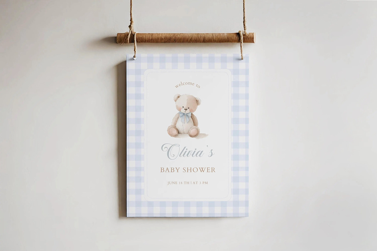 Teddy Bear Baby Shower Welcome Sign, a Flyer Template by LucaTheme (Photo 3 of 6)