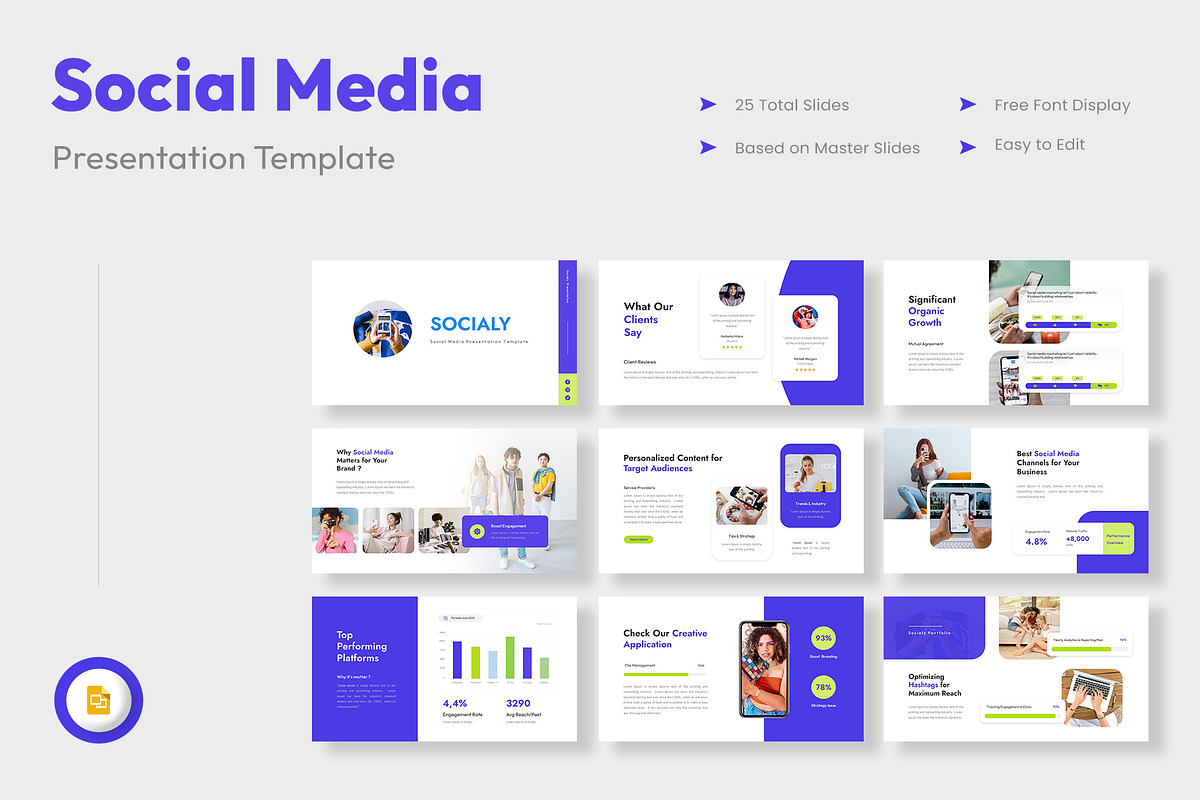 Socialy - Social Media Google Slides, a Presentation Template by Premast (Photo 1 of 3)