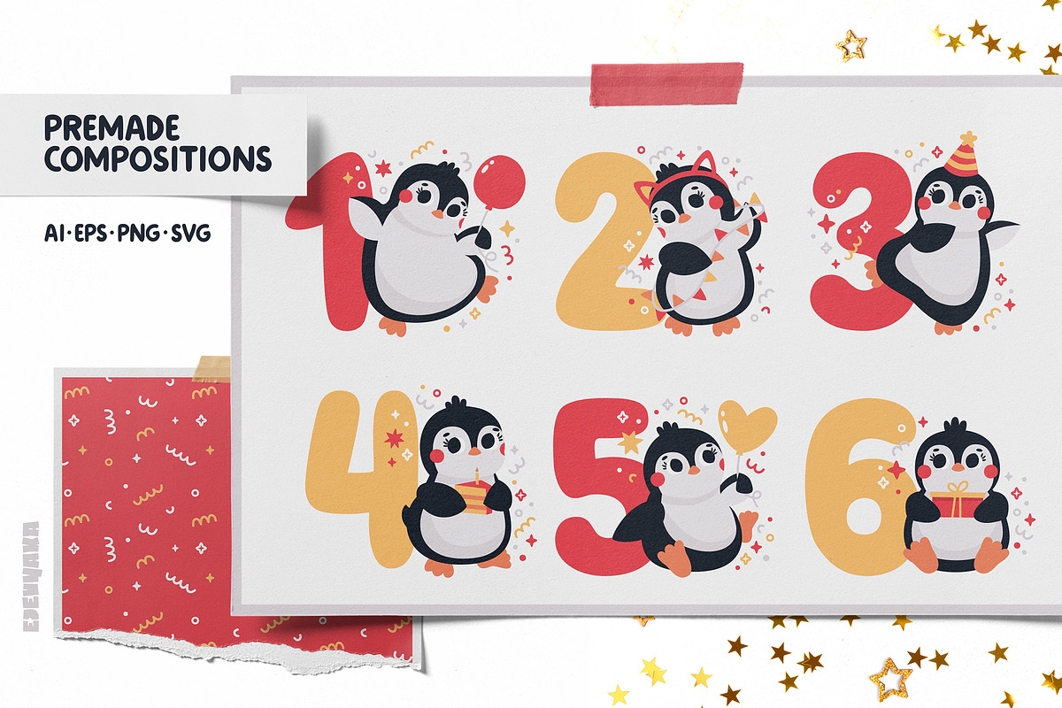 Penguin Party Creator | SVG & PNG, an Animal Illustration by Ejevyaka (Photo 7 of 8)