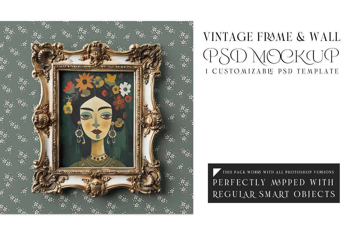 Vintage Frame & Wallpaper Mockup, a Household Mockup by mock-ups (Photo 1 of 14)