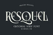 Resquel Elegant Editorial Serif Font, a Serif Font by Heinzel Std (Thumbnail 1 of 21)