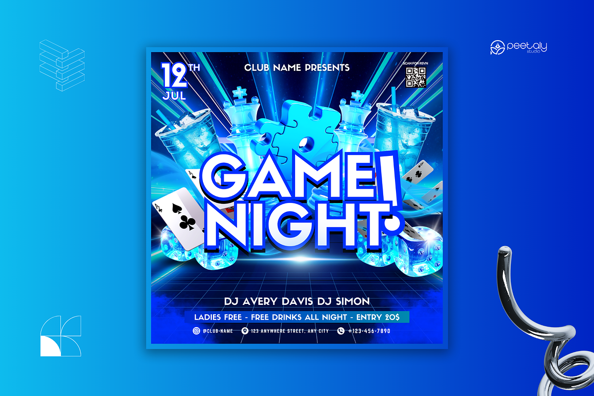 Game Night Flyer Canva Template, a Flyer Template by PeetalyStudioDesigns (Photo 4 of 5)