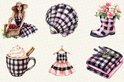 Black And Pink Gingham Summer Clipar, an Illustration by OK Design (Thumbnail 4 of 5)