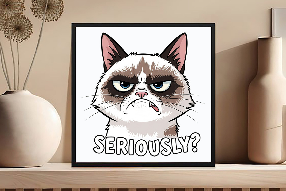 Funny Cat Seriously PNG, an Illustration by DreamCafeArt (Photo 3 of 6)