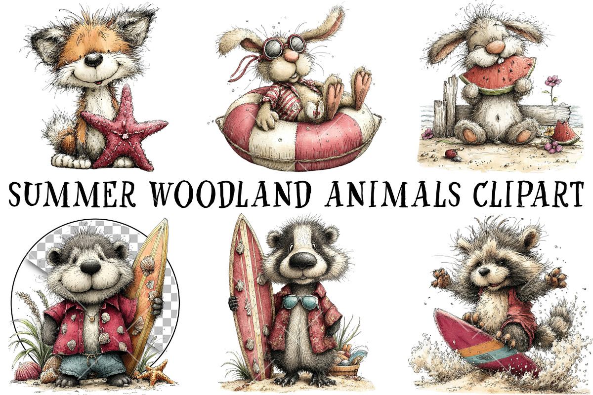 Summer Woodland Animals Clipart, an Illustration by OK Design (Photo 2 of 6)