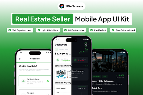 Real Estate Seller Mobile App UI Kit preview 6