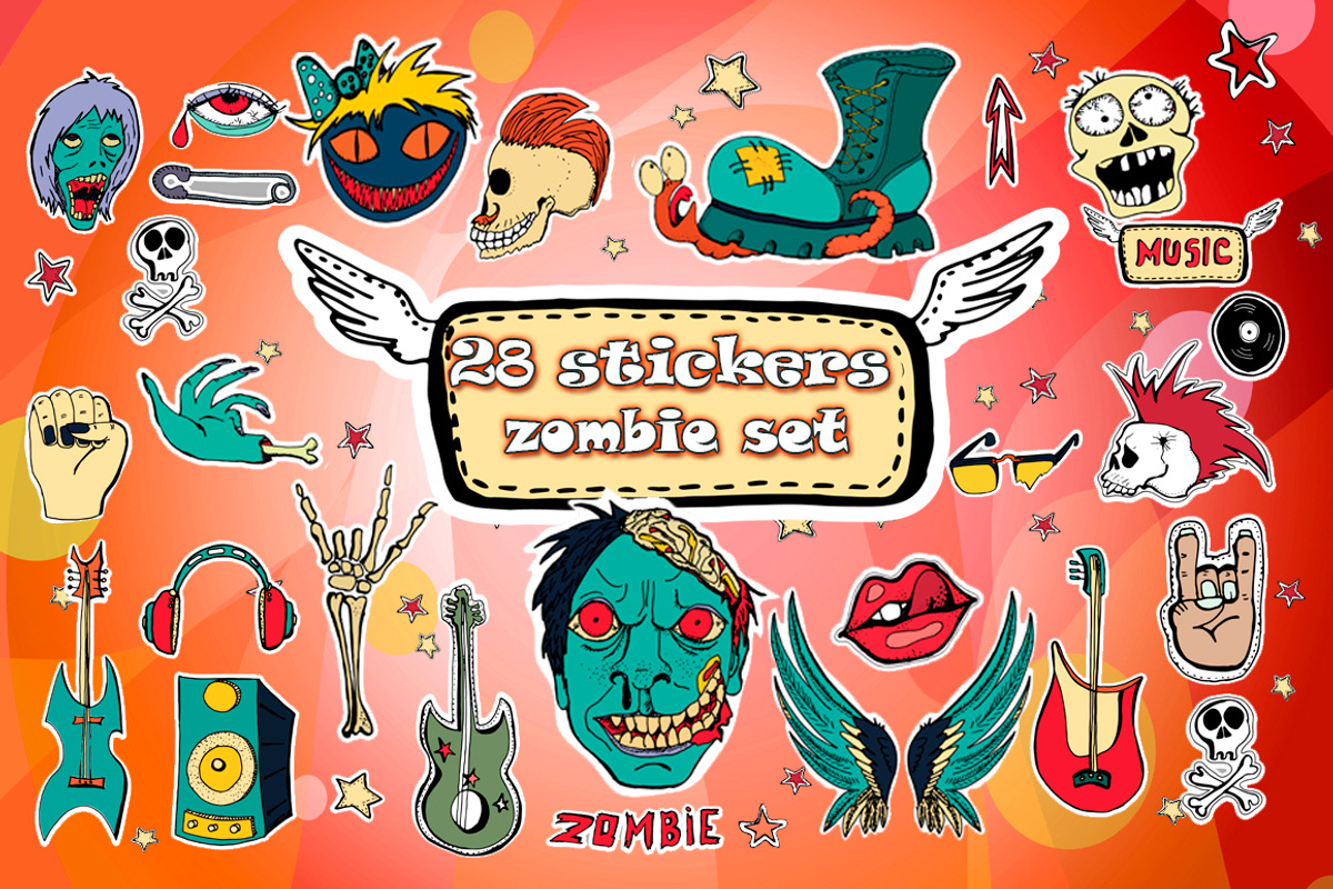 Zombie Sticker Set, a Decorative Illustration by TatianaBannikova (Photo 1 of 5)
