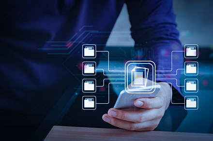 Business woking with technology
