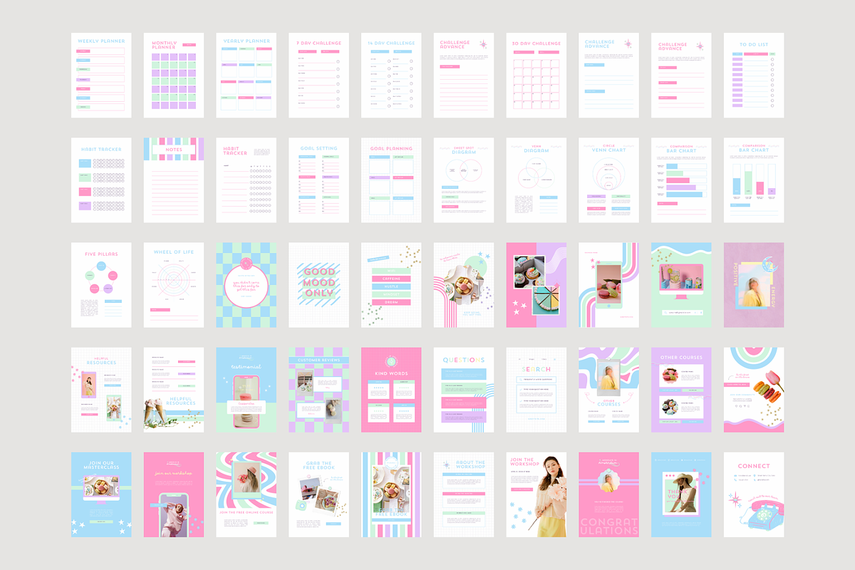 Pastel Ebook Workbook Canva Template, a Marketing Template by Anna Design Studio (Photo 8 of 11)