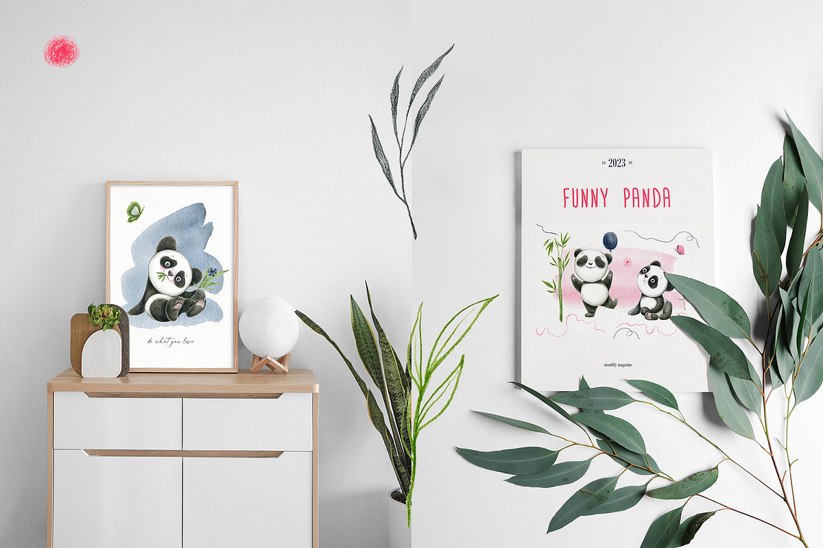 Funny Panda - color pencil clipart, an Animal Illustration by KatsiarynaKa (Photo 11 of 16)