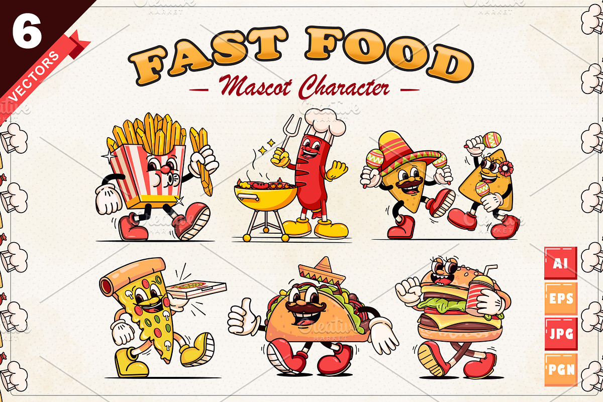 Fast Food Character Retro Mascot, a Food Illustration by Kevyn Creative (Photo 1 of 3)