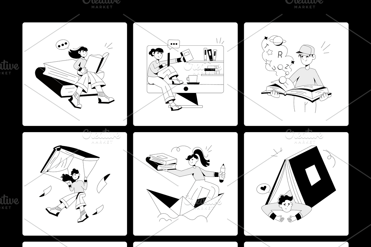 Book and Library Illustration Set, an Illustration by Prosymbols (Photo 5 of 8)
