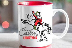 Cowboy Santa Driving Horse Svg, Png