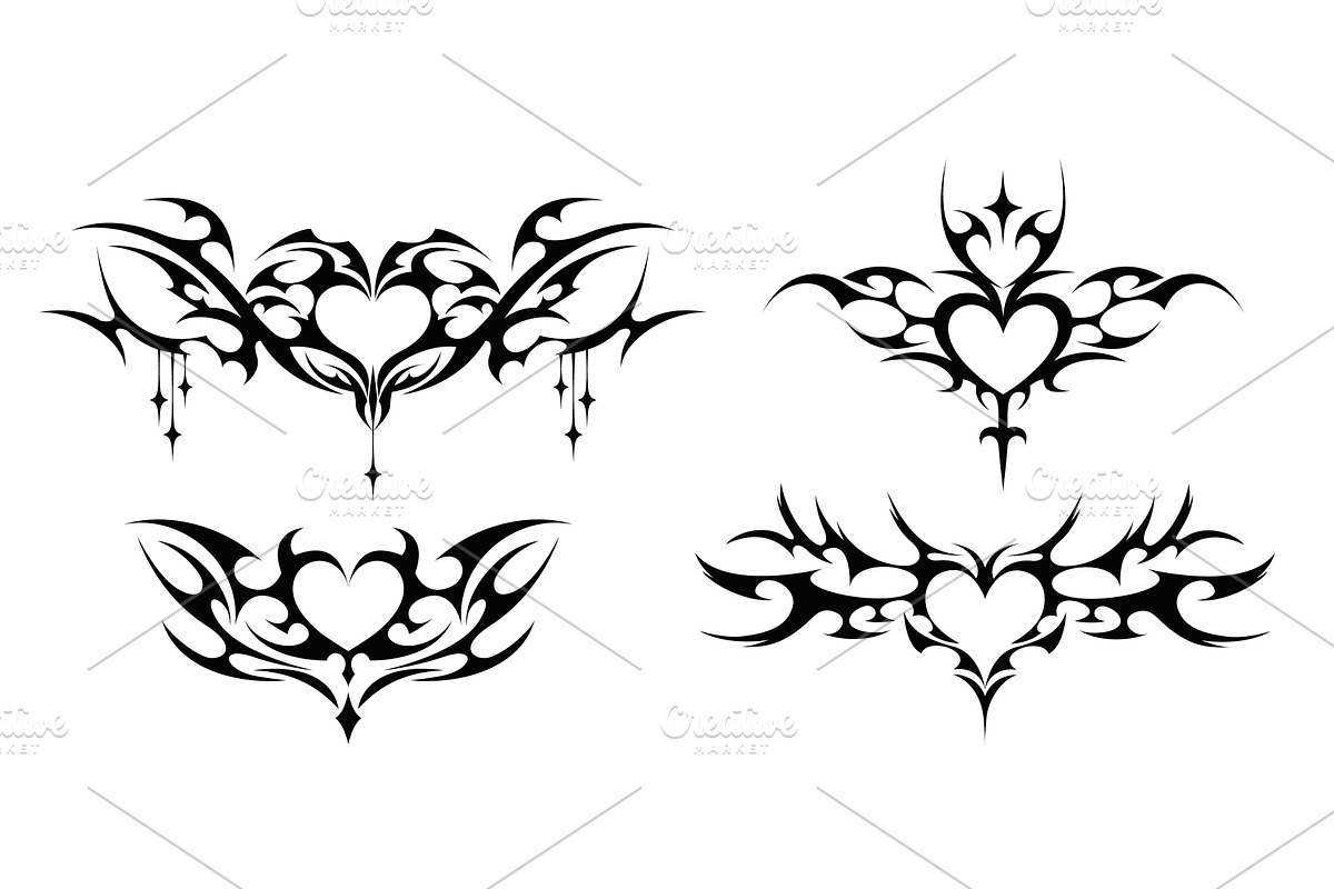 Gothic heart frame designs with, an Illustration by art PVP - market