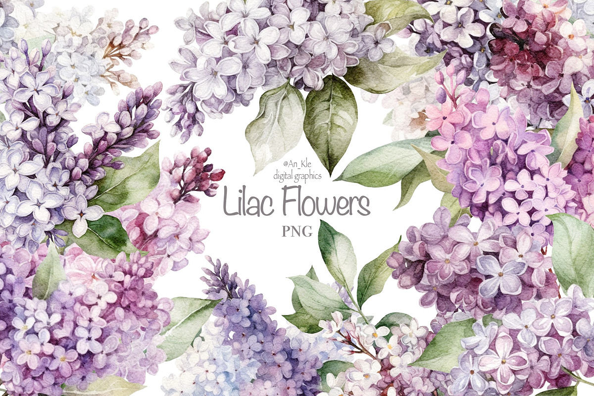 Lilac Flowers watercolour, an Illustration by TheCuteShop (Photo 1 of 7)