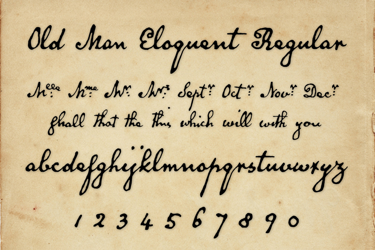 Old Man Eloquent Regular, a Script Font by Three Islands Press (Photo 4 of 5)