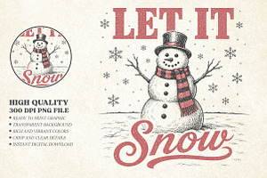 Vintage Let It Snow Christmas Design, a Seasonal Illustration by Libby Wishes