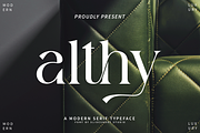 Althy - Modern Serif Typeface, a Serif Font by Idea Studio (Thumbnail 1 of 12)