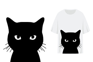 Black Cat T Shirt Design Vector, a Design Template by PsychocheArt