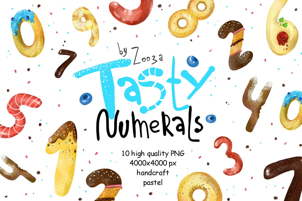 Tasty Numerals - 10 illustrations, an Illustration by Zooza Art (Photo 1 of 3)
