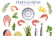 Fished & Fresh Seafood poster maker, a Food Illustration by Elena Dorosh (Thumbnail 5 of 18)