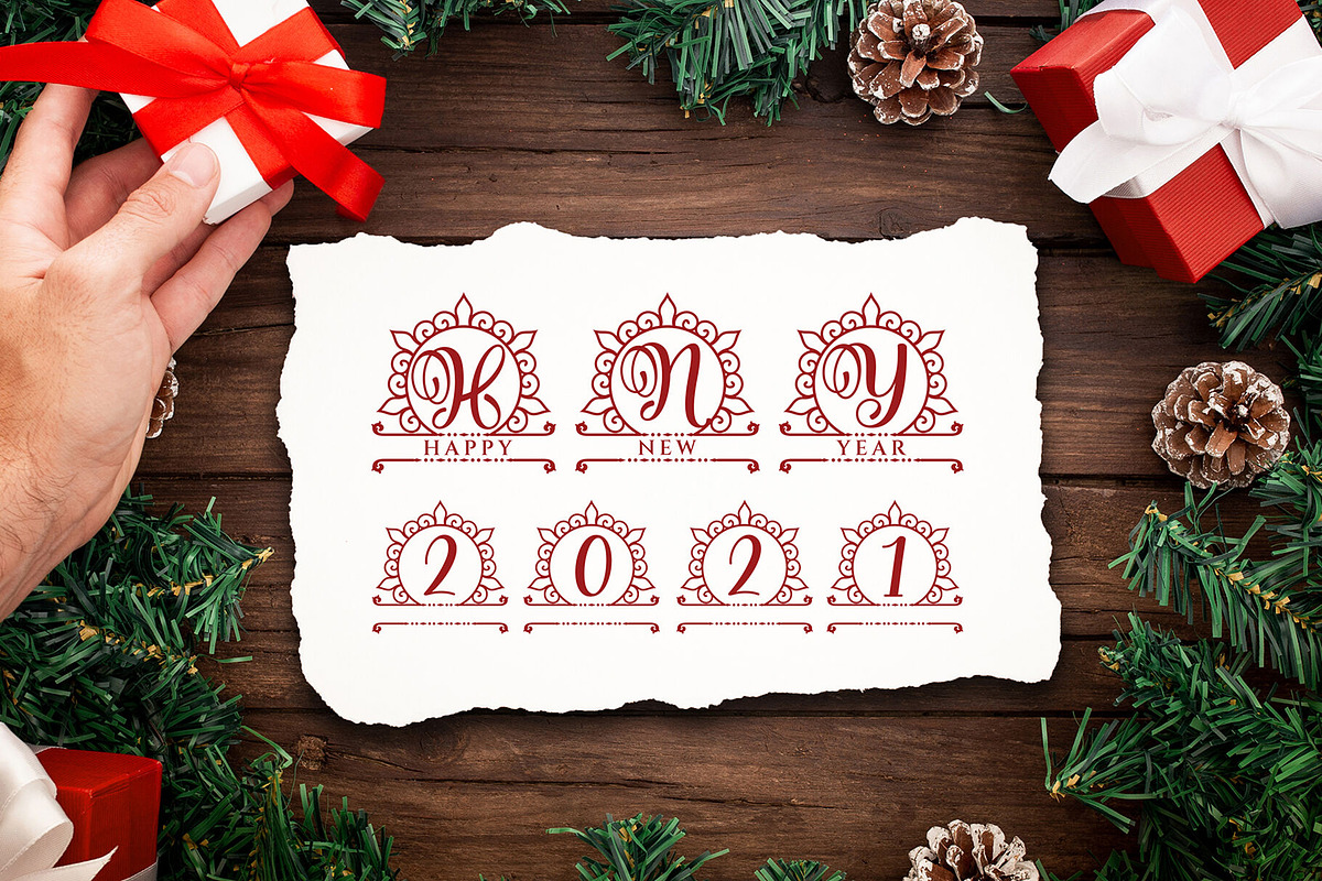 Holiday Elegant Monogram Font, a Symbol Font by Graphicxell (Photo 4 of 10)