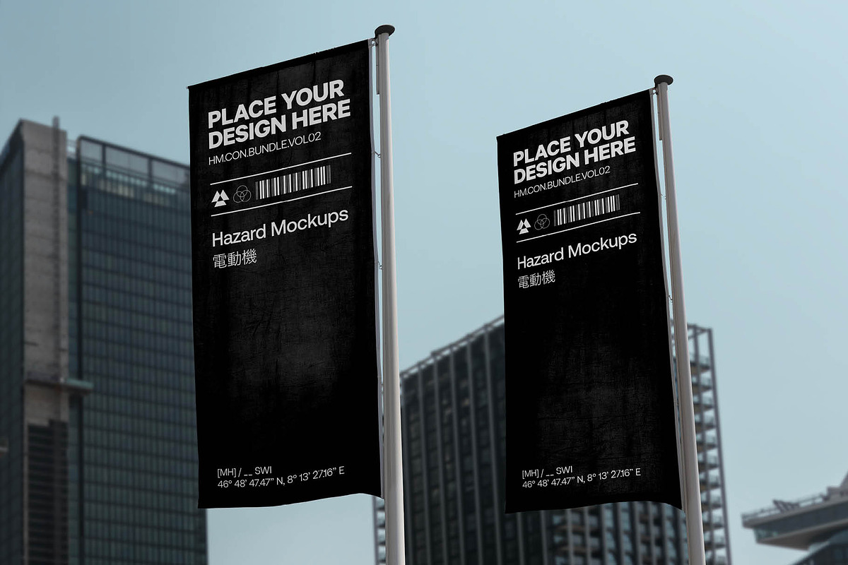 Double Banner Flag Mockup, an Advertising Mockup by HAZARD MOCKUPS (Photo 2 of 9)