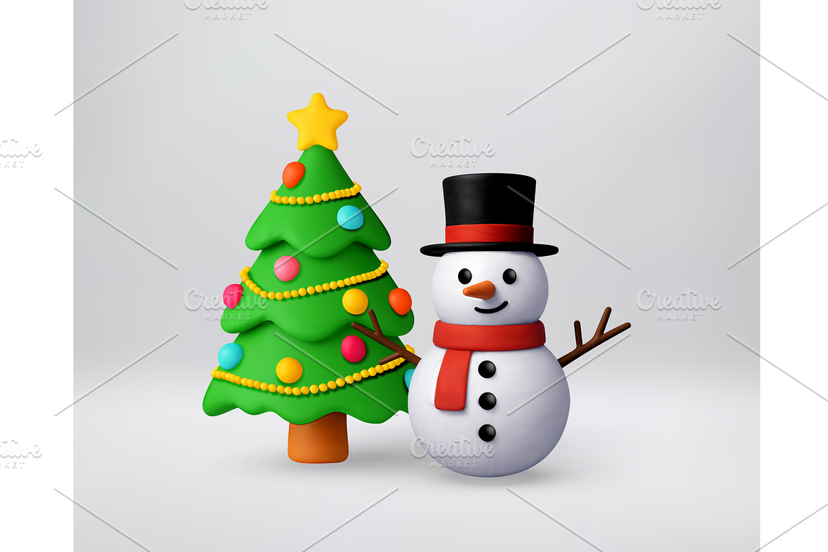 3d cartoon Christmas tree and, an Object Illustration by Abscent