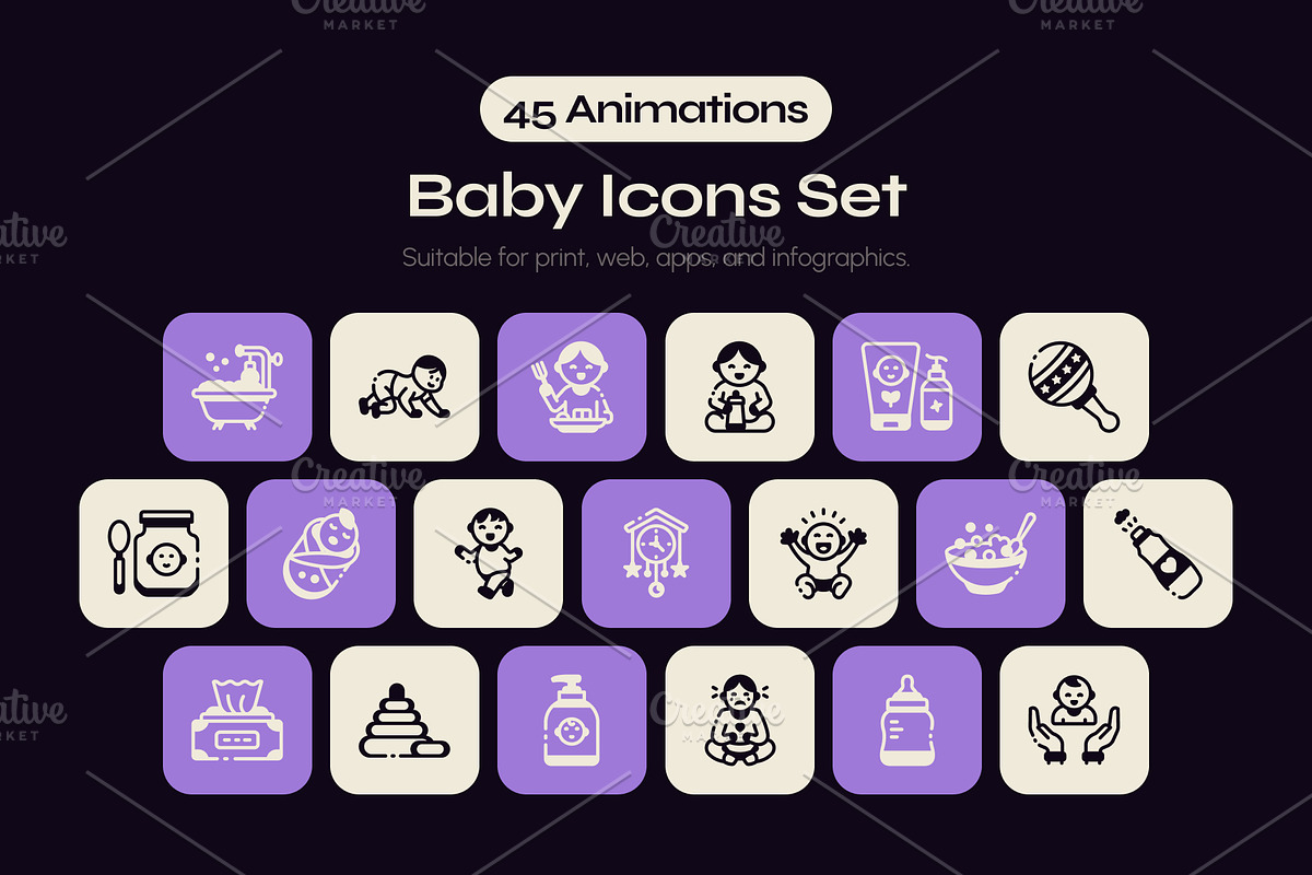 Animated Baby Symbol Icon Set