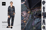 Silk Long-sleeve Pyjama Mockup Set, a Shirt Mockup by creatsy5 (Thumbnail 1 of 12)