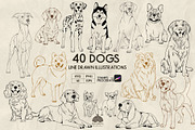 Dogs Line Art + Procreate Stamps, an Animal Illustration by Skliarova (Thumbnail 1 of 4)