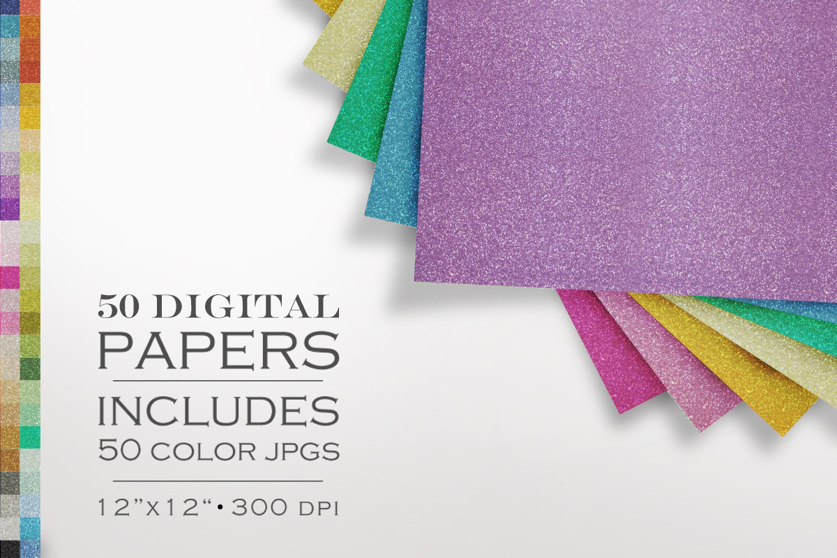 51 Piece Glitter Digital Paper