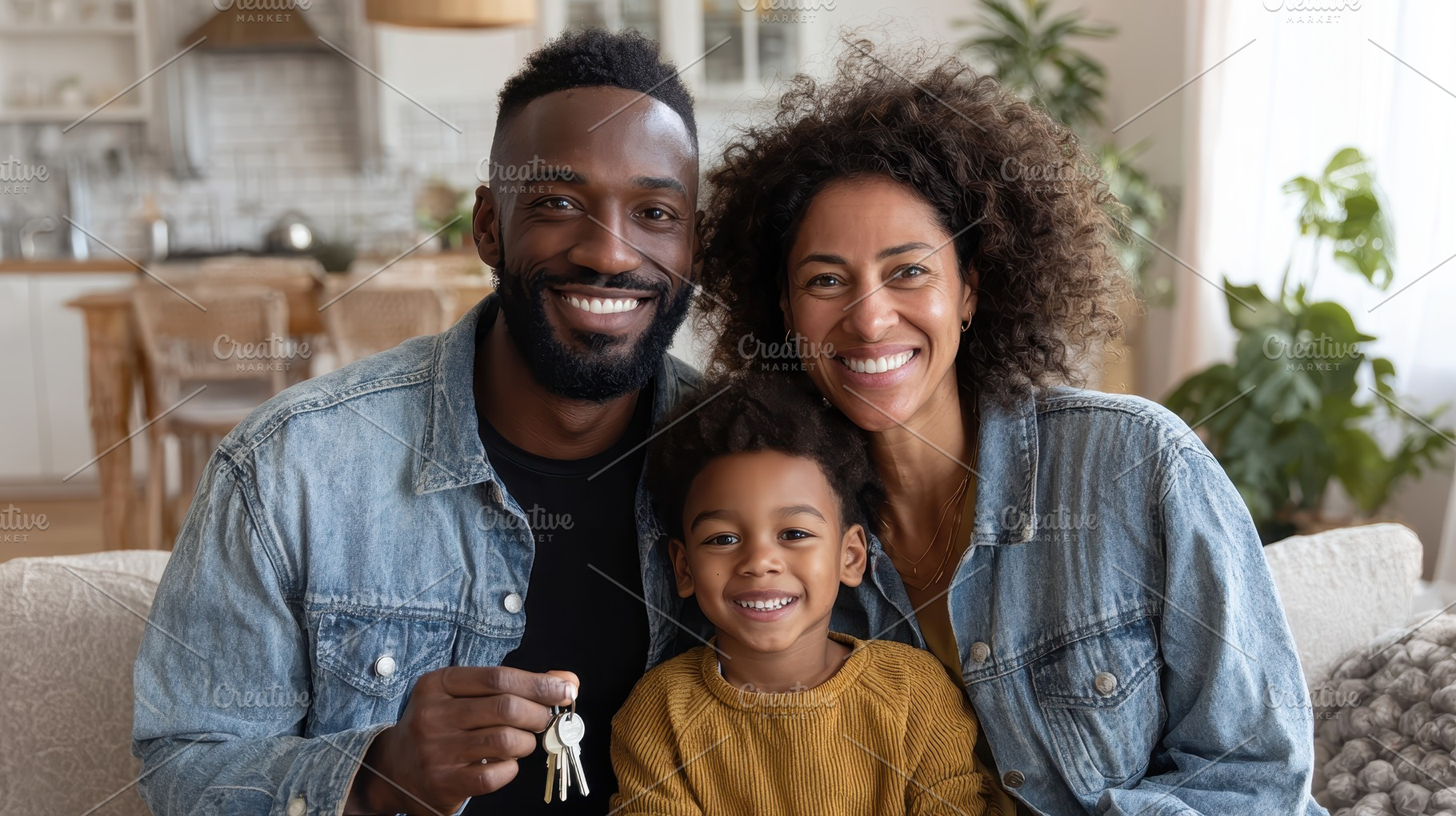 Happy family new home keys child smi, a Photo by Pixeness Studio