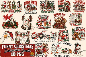 Vintage Funny Christmas Png Bundle
