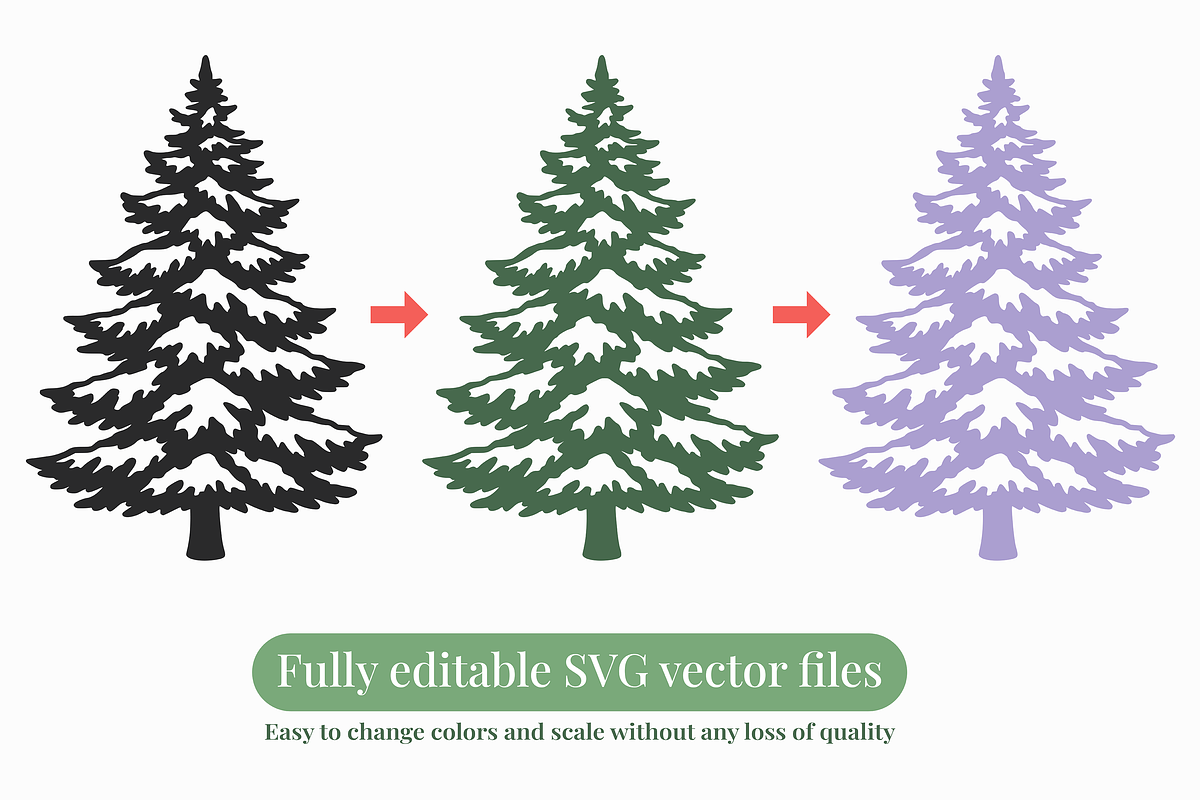 Snowy Pine Tree SVG PNG Bundle, a Seasonal Illustration by Kusumaillustration (Photo 3 of 14)