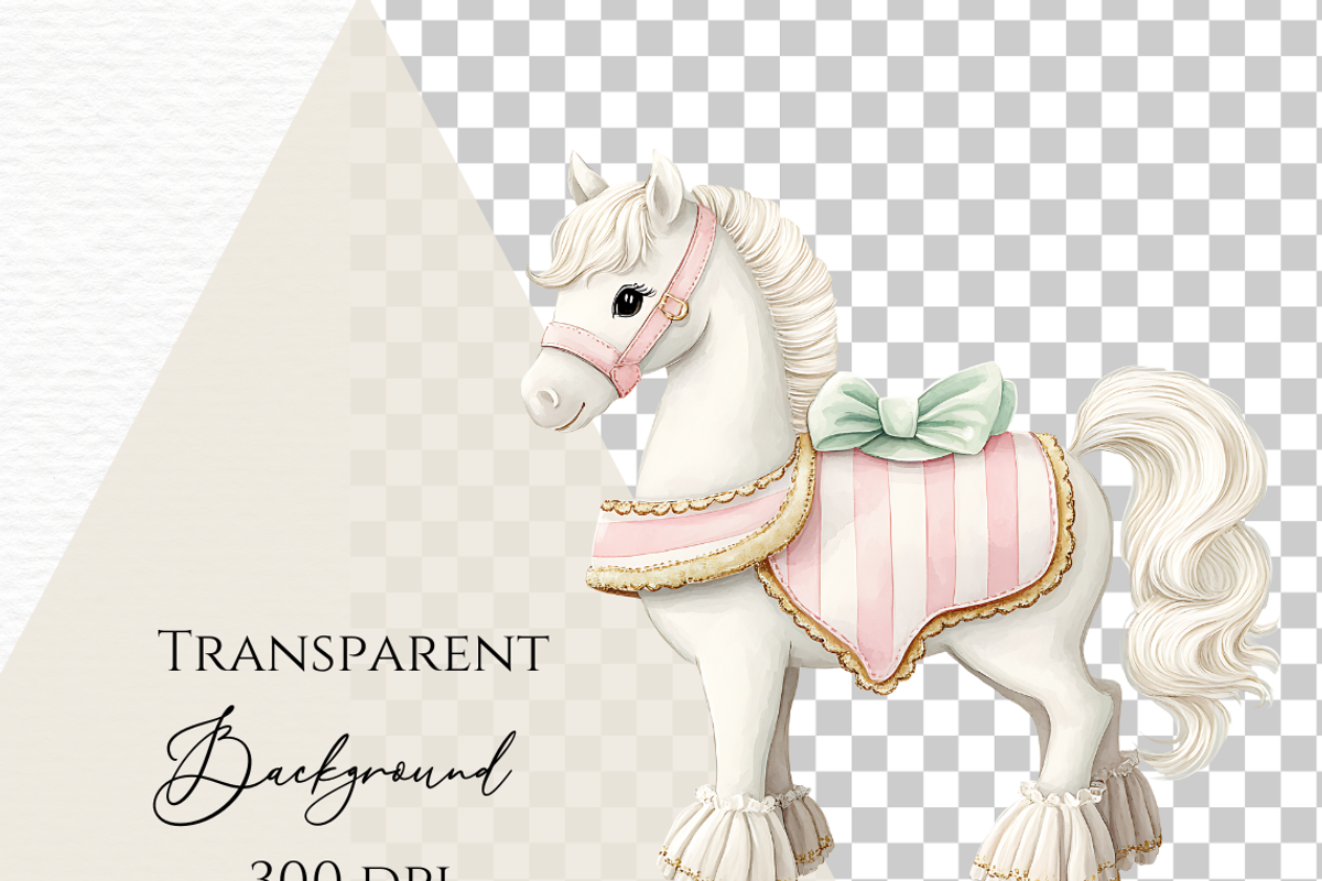Carousel watercolor horses clipart, a Decorative Illustration by Invite to Clipart (Photo 5 of 6)