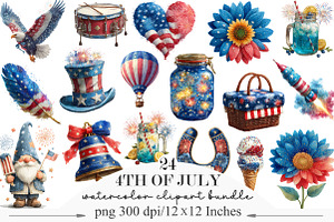 4th of July Clipart, a Seasonal Illustration by Designking