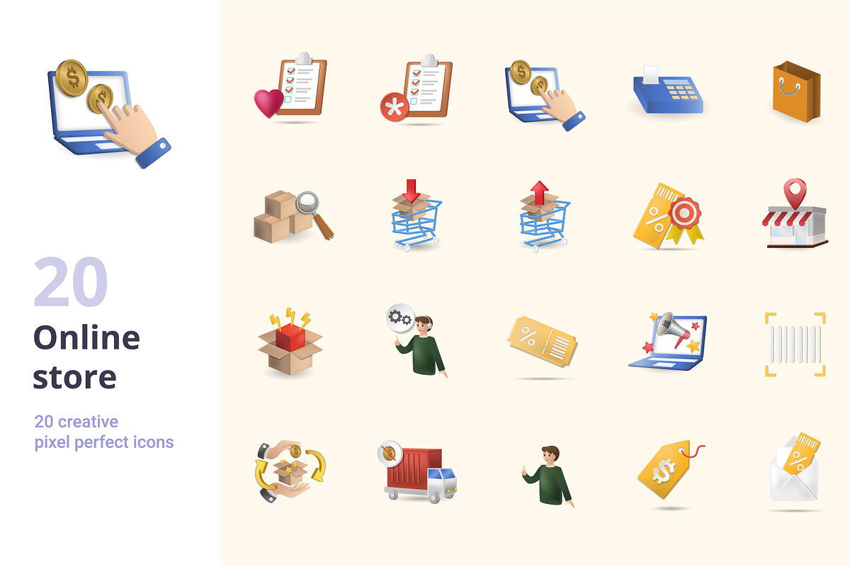 Online Store 3D Icons Set Bundle, an Object Graphic by Aimagenarium@gmail.com (Photo 1 of 21)