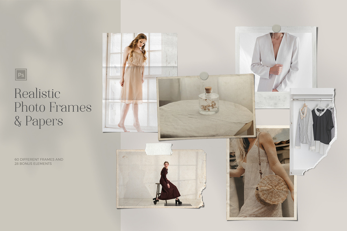 60 Realistic Photo Frames & Papers, a Texture Graphic by Imagination Area (Photo 1 of 8)
